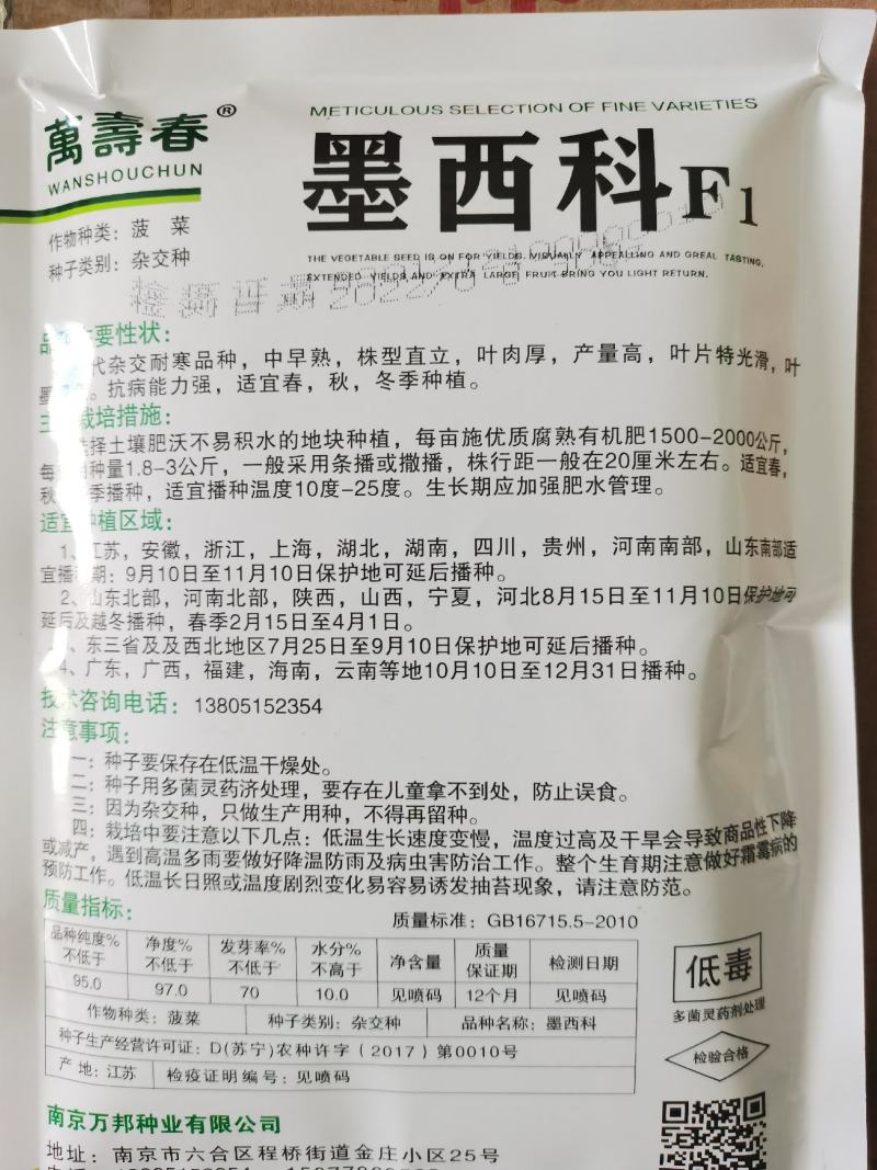 墨西科麦巴赫菠菜F1深绿光亮抗寒耐抽苔