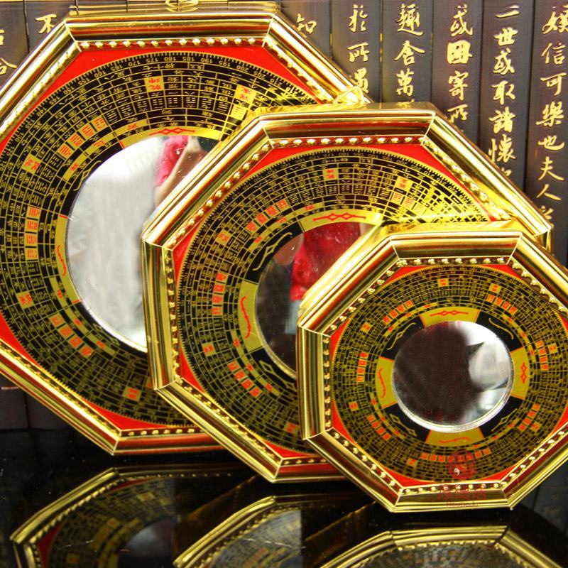 合金八卦镜凸镜凹镜用品摆件铜葫芦款天然葫芦款铜五帝钱
