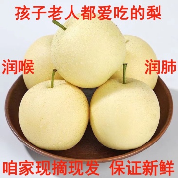 黄冠梨果肉洁白，松脆多汁，果形周正，风味酸甜适口