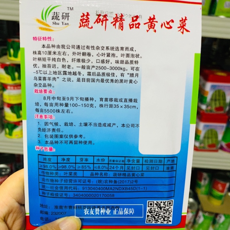 蔬研精品黄心菜种子基地专用特矮棵黄心乌塌菜种子耐寒菜