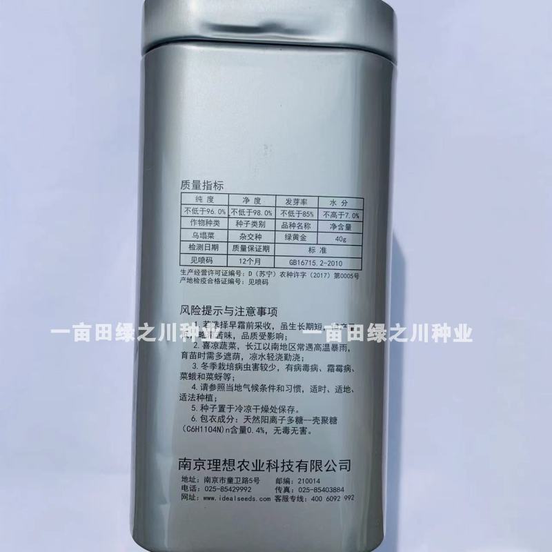 特矮黄心乌种子黄心早纤维少耐寒性强，理想绿黄金黄心菜种子
