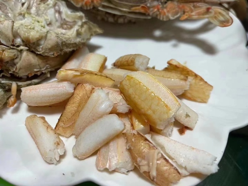 蟹脚肉大蟹腿肉无泡发扁蟹脚拥剑梭子蟹钳子现敲现冻