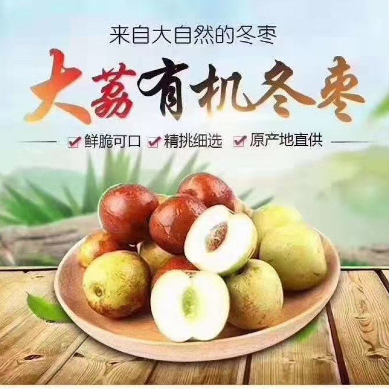 大荔大棚冬枣，脆甜可口，色泽光亮，皮毛好，对接全国电商