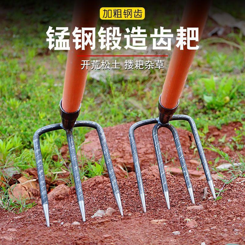 钢耙多齿耙子二齿三齿四齿耙赶海翻地刨红薯花生除草家用抓钩