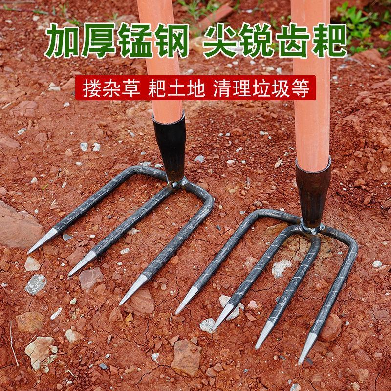 钢耙多齿耙子二齿三齿四齿耙赶海翻地刨红薯花生除草家用抓钩