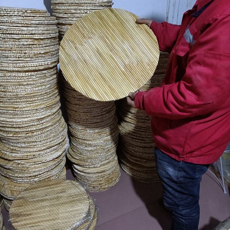 纯手工高粱杆帘饺子锅盖圆形托盘