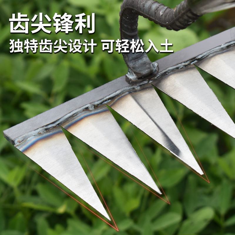 六齿锄头锄草筢子新款松土神器除草耙子开荒翻土双层焊接农用
