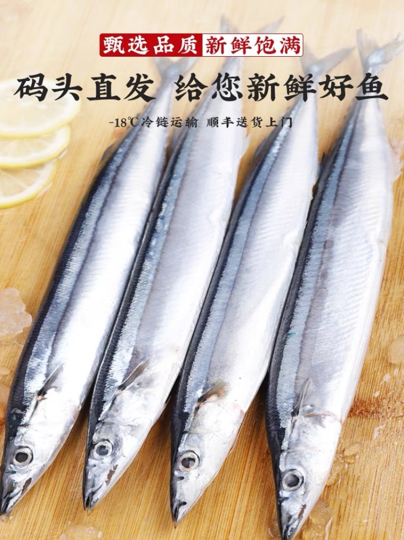 秋刀鱼码头直发船冻品质新鲜冷冻特大号，海鲜烧烤食材