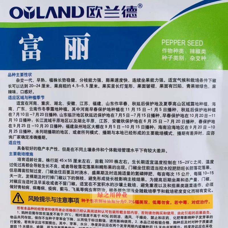 欧兰德富丽升级品种芜湖椒种子果型美观采收期长麻辣薄皮椒