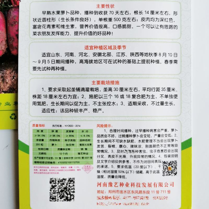 豫甜火龙果水果萝卜种子高产脆甜红皮红肉水果萝卜种原装发货
