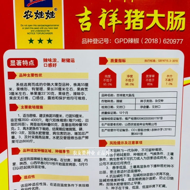 22号尖椒换代品种吉祥猪大肠尖椒辣椒种子螺丝椒种子