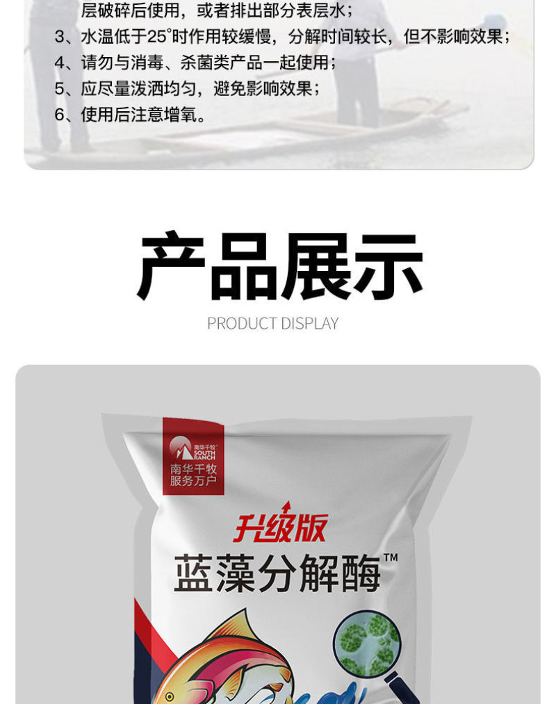 蓝藻分解素蓝藻速灭水产养殖小龙虾蟹鱼塘蓝藻分解酶除蓝藻毒