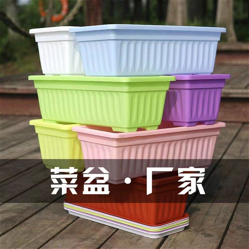 阳台种菜盆家用种植箱大号长方形菜盆园艺创意树脂塑料盆