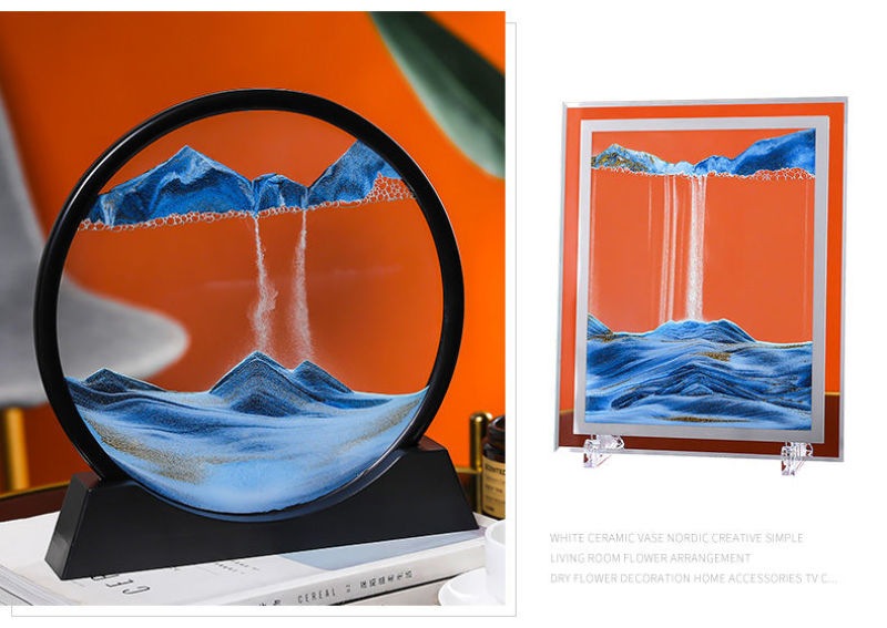 轻奢3D流沙画摆件创意礼品生日解压解闷艺术沙漏家居饰品