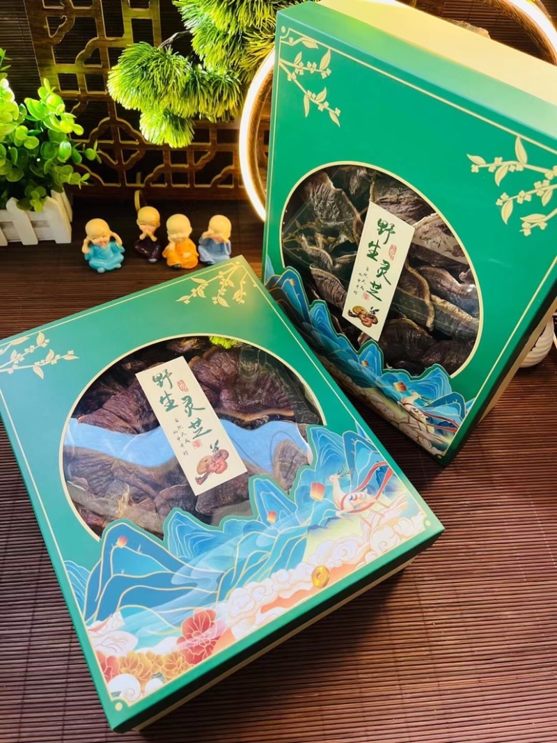 批发品质长白山金边赤灵芝，天花板灵芝孢子粉，每盒300克