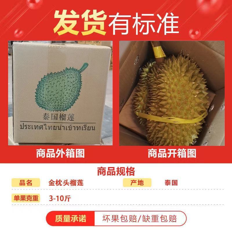 进口泰国甲伦金枕榴莲新鲜榴莲一件代发招代理榴莲2-9斤