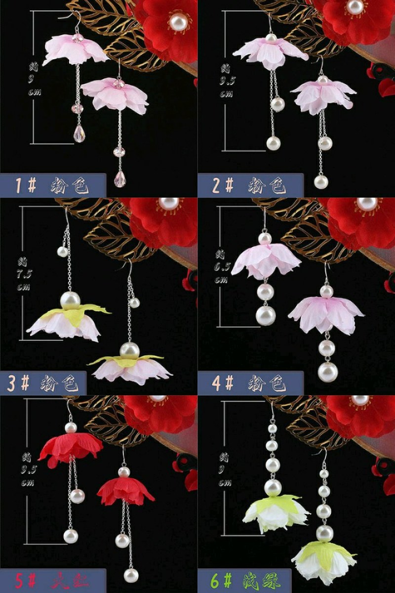 结婚新娘婚秀汉服饰品中国古风花朵耳坏925锒耳钩耳坠