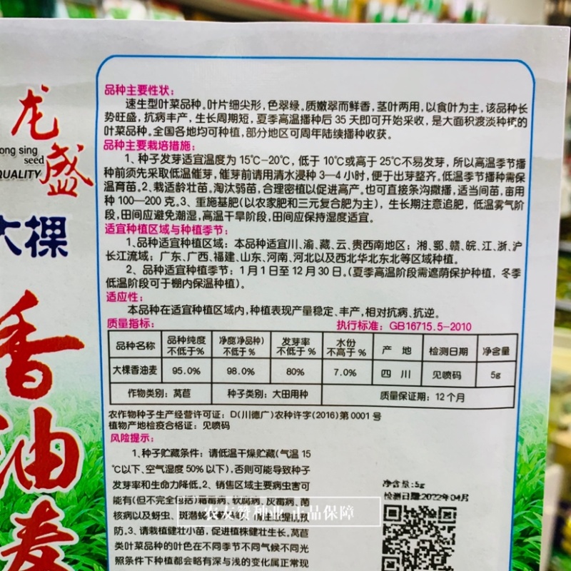 龙盛大棵香油麦菜种子速生叶菜种子叶片细尖形茎叶两用