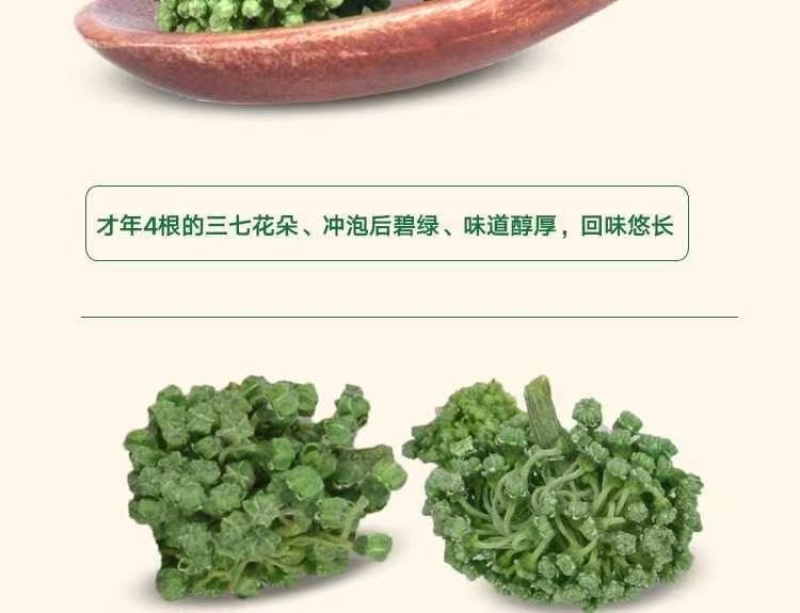 云南文山三七花茶头茬新花田七花茶精选四年生三七花