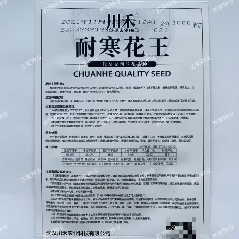 川禾耐寒花王西兰花种子早中熟90天球面光滑青花花椰菜