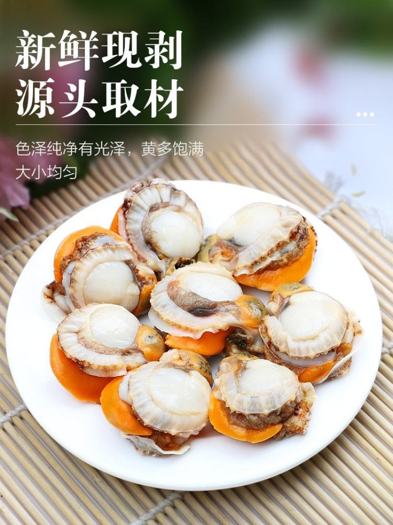 新鲜超大扇贝肉新鲜冷冻带膏大扇贝肉海鲜自助火锅食材10斤