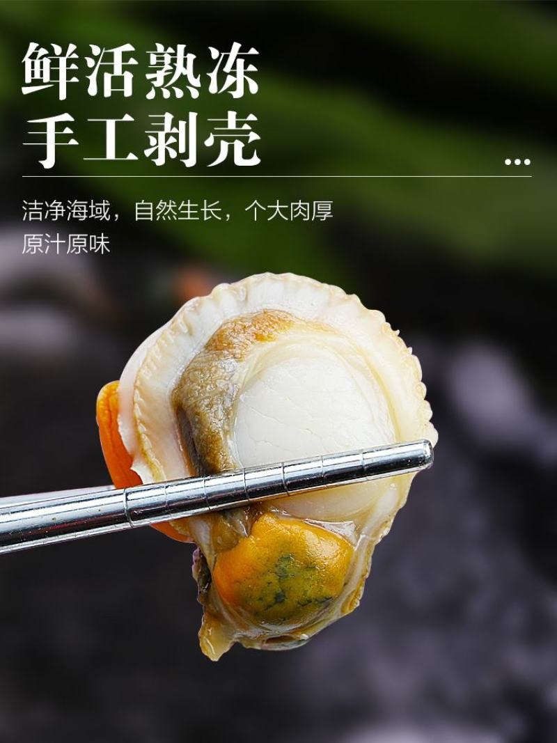 新鲜超大扇贝肉新鲜冷冻带膏大扇贝肉海鲜自助火锅食材10斤