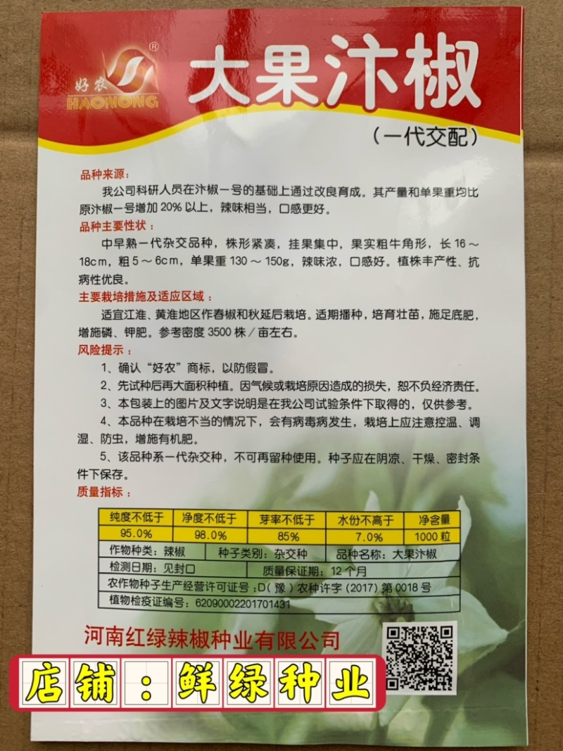 大果汴椒-汴椒一号改良新品种，辣味浓，口感好，丰产抗性优