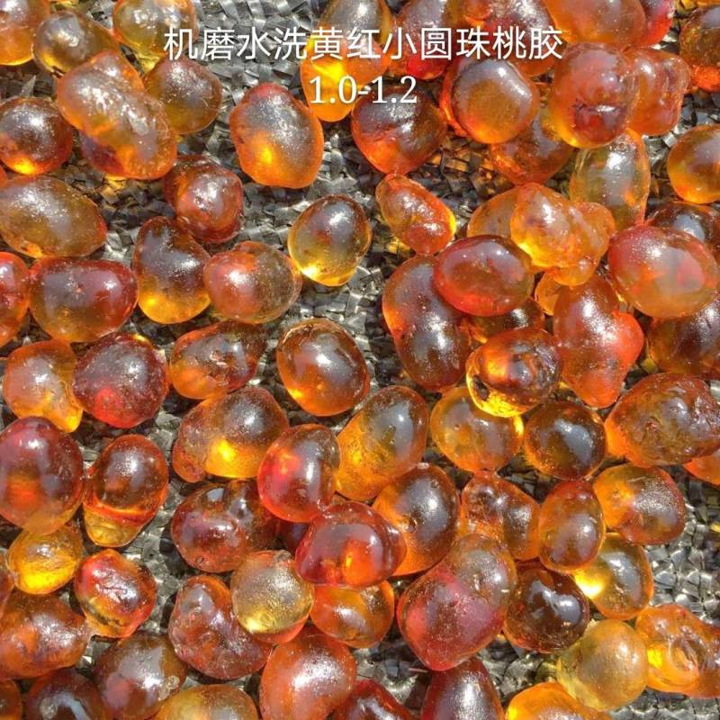 桃胶自家基地自有工厂机磨水洗黄红大中小圆珠桃胶大量批发