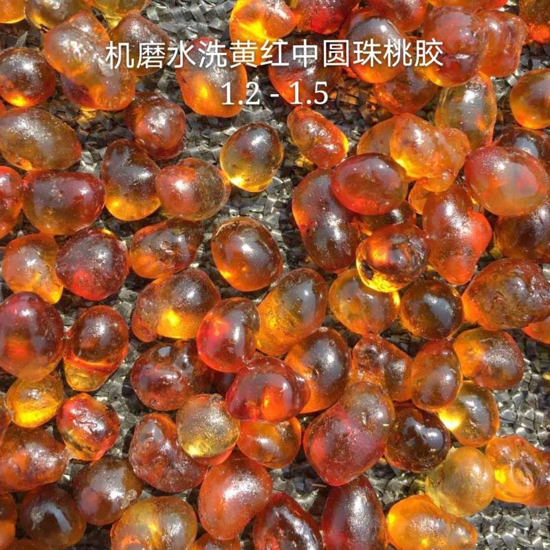 桃胶自家基地自有工厂机磨水洗黄红大中小圆珠桃胶大量批发