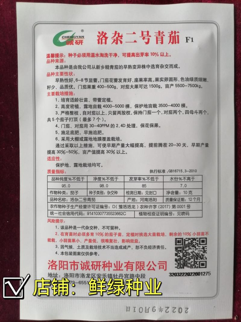 洛阳早青茄：色油绿质细嫩，籽少品质优保护地露地均可