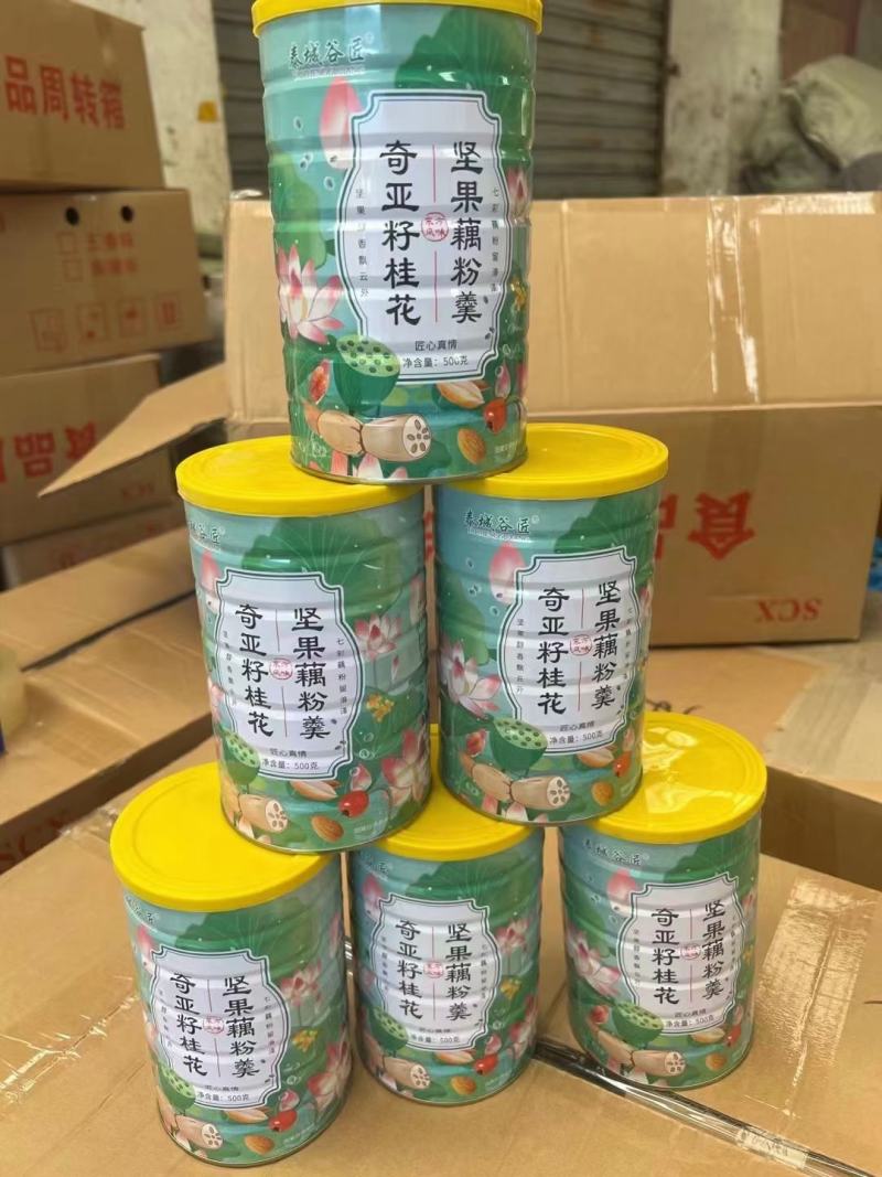 罐装坚果藕粉玫瑰桂花、银耳奇亚籽江湖地摊批发