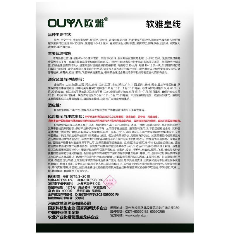 早熟长线椒种子软皮顺直杂交一代香辣味浓辣椒种子黄线椒