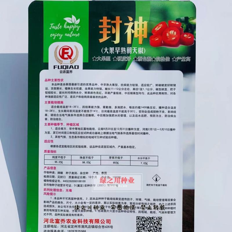 泰国进口大果中早熟朝天椒种子封神朝天椒辣椒种子果色亮红