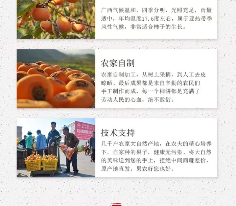 【小包装】新鲜广西恭城霜降圆柿子饼与富平糖心吊饼柿多件装