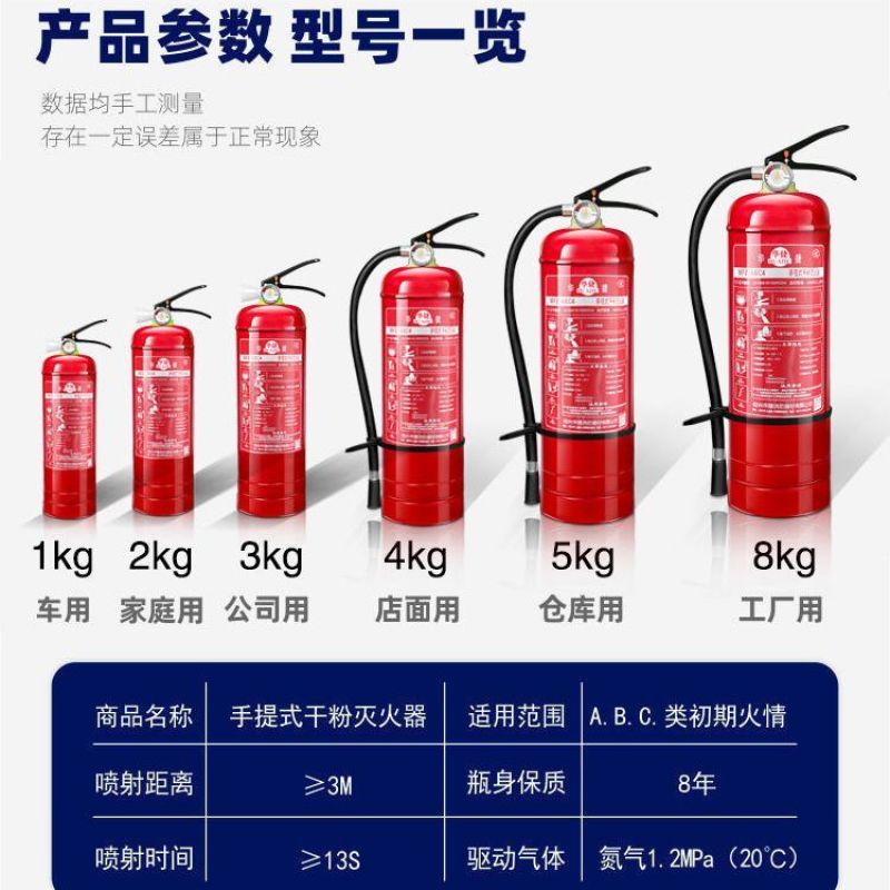 灭火器店用家用4公斤干粉私家车载用1/2/3/5/8kg