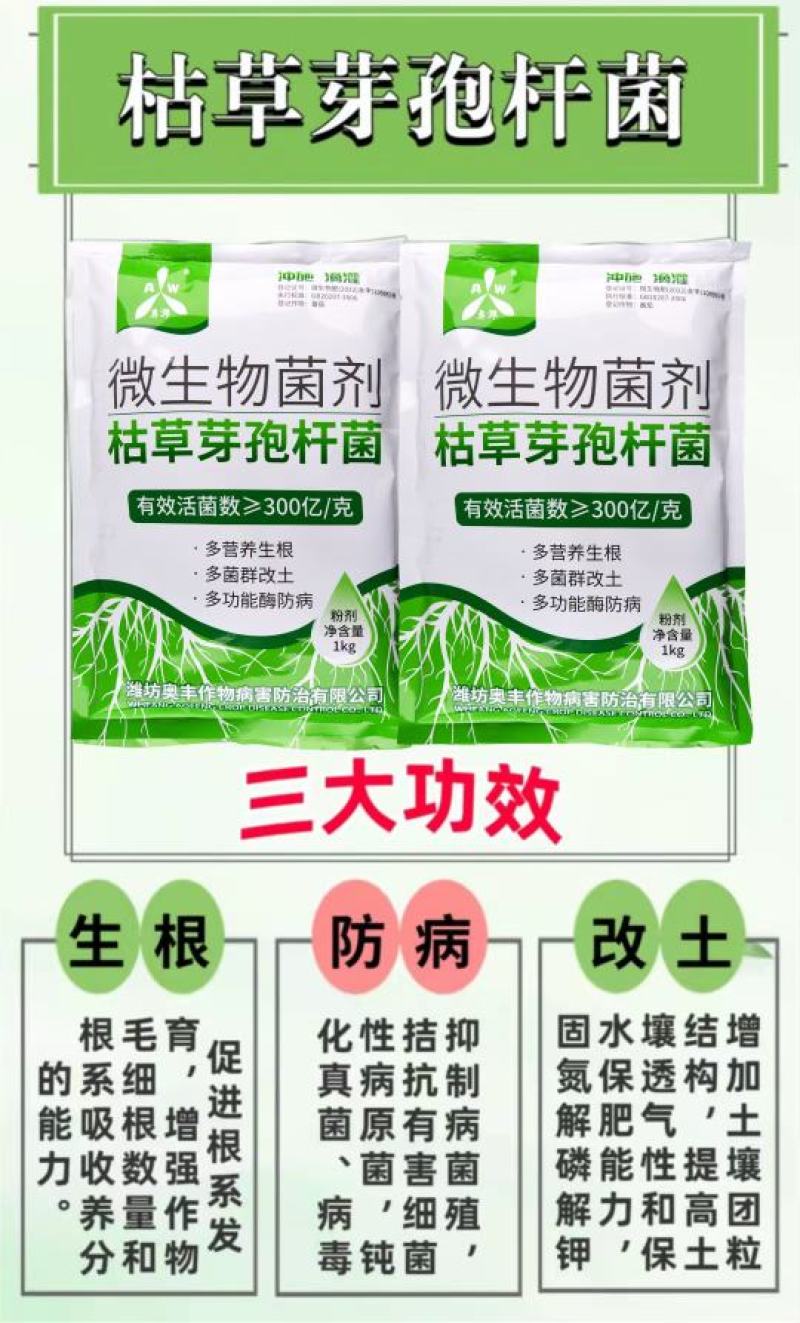 枯草芽孢杆菌微生物菌剂抗重茬防治根腐病枯萎病青枯病等土