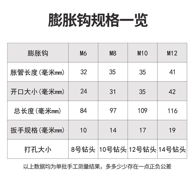 膨胀钩子拉爆爆炸螺丝带钩灯钩吊顶吊扇铁灯笼挂勾国标M6M