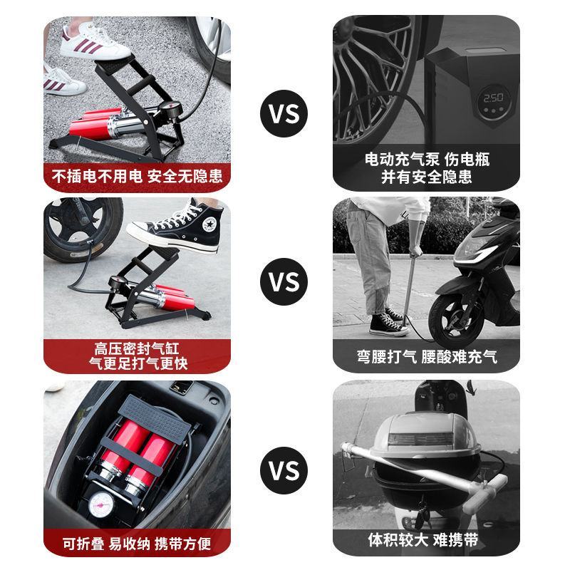 多功能脚踏式汽车充气泵脚踩打气筒高压低压车用自行车摩托车