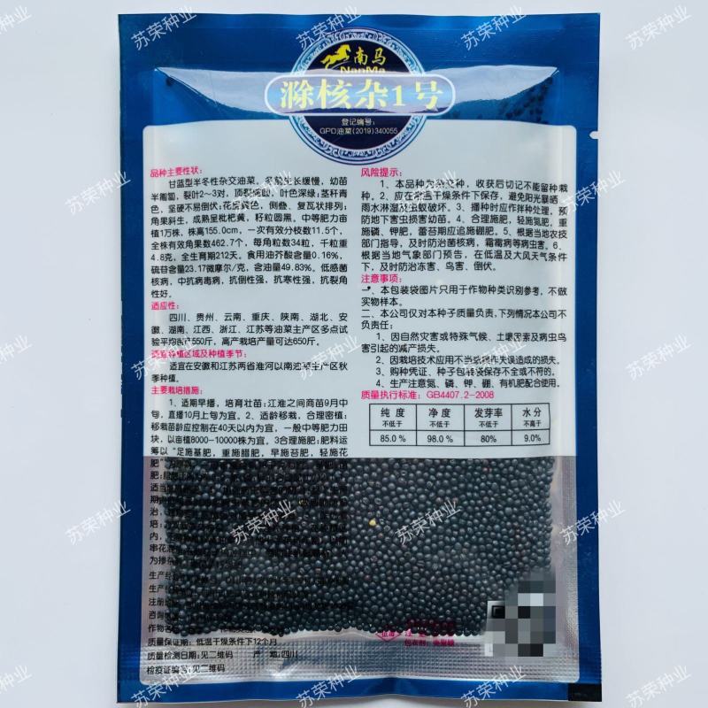 南马滁核杂1号油菜种籽子甘蓝型大籽油菜籽耐寒农家大田秋播
