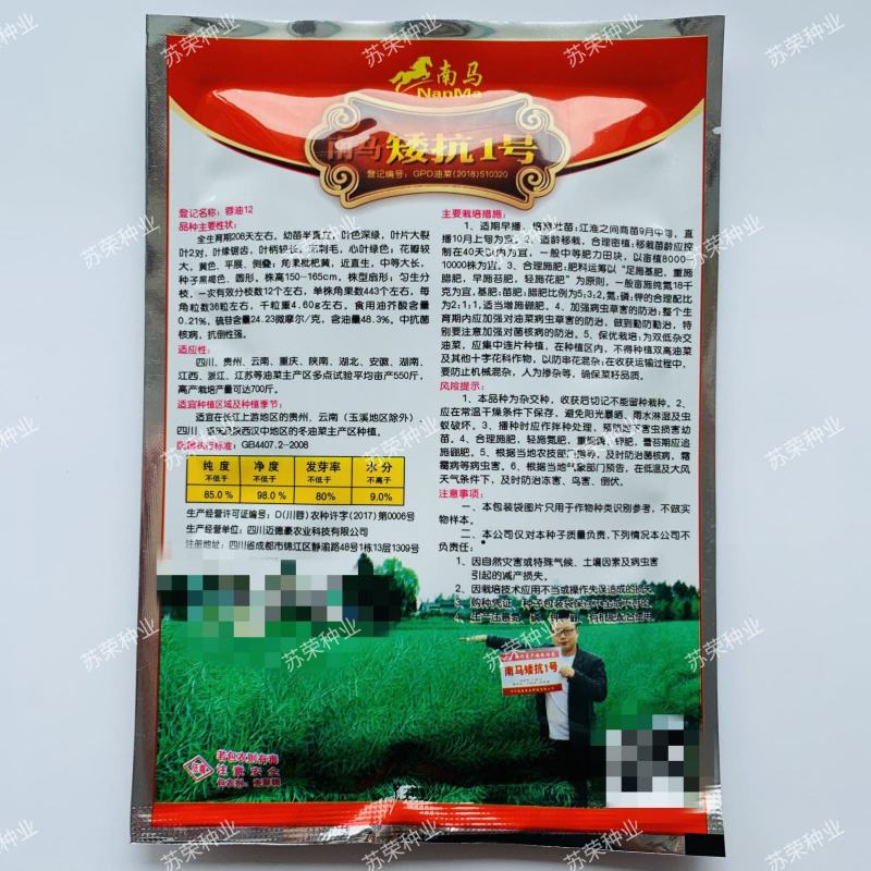 南马矮抗1号油菜种子高产高油抗病抗倒伏农家秋季播种耐寒