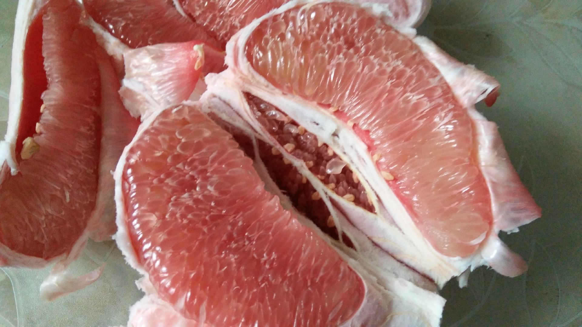 红心柚切片特写
