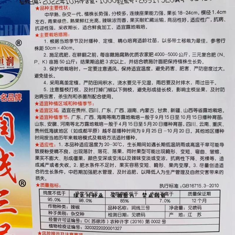 润线三号青红两用线椒种子熟果鲜红光亮辣味浓香果顺直