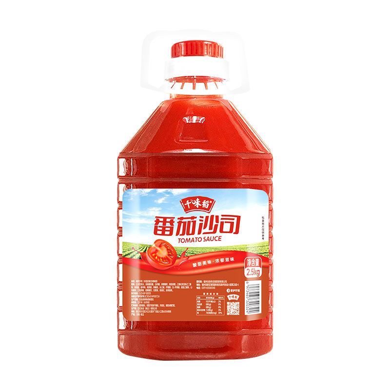 千味稻番茄沙司家用5斤桶装大容量0脂肪薯条手抓饼专用番茄
