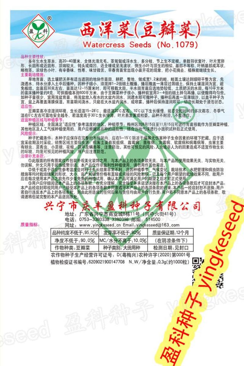 西洋菜种子，1000粒