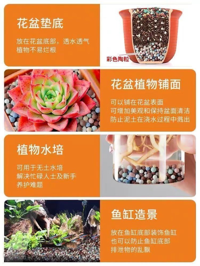 彩色陶粒特价清仓七彩陶粒土颗粒透气绿植花盆铺面专用水培彩