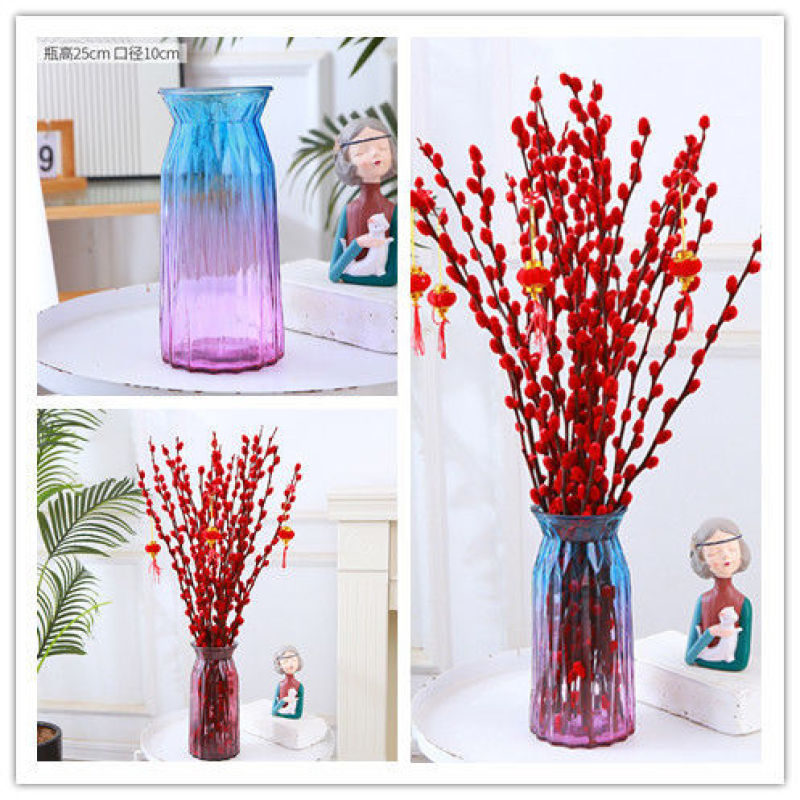银柳鲜枝真花干花客厅桌面插花红色喜庆年宵花卉冬季鲜切花枝