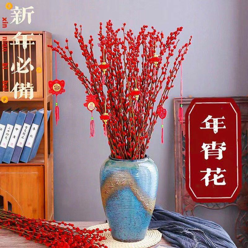 银柳鲜枝真花干花客厅桌面插花红色喜庆年宵花卉冬季鲜切花枝