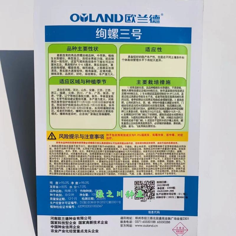绚螺三号无限生长型全螺旋陇椒种子麻面顺直高产螺丝椒种子