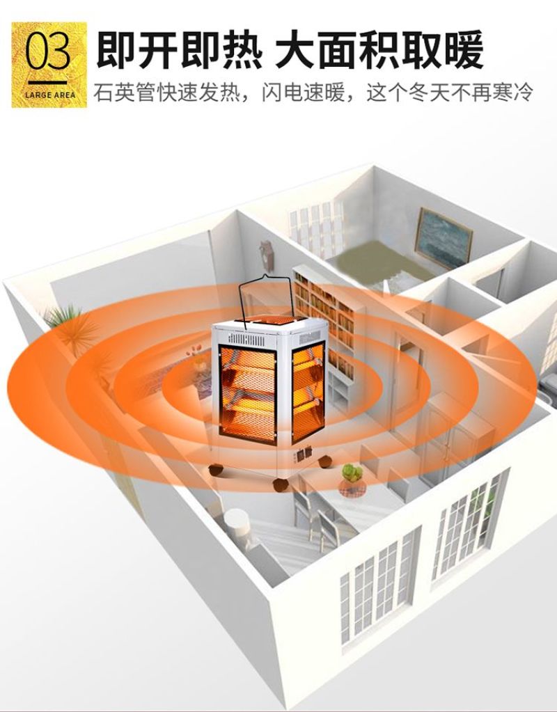 五面取暖器烧烤型新款烤火炉家用多功能电热扇省电小太阳节能