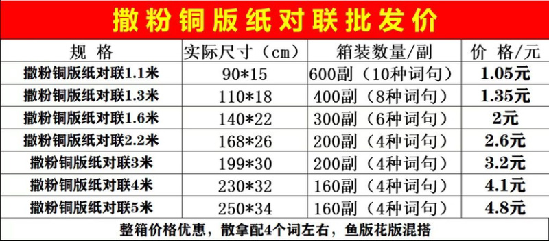 对联铜版纸对联年货对联铜版纸对联跑江湖夜市赶大集地摊货源